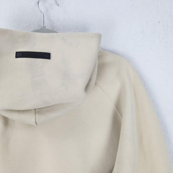 Fear Of God Essentials Hoodie Men Medium Desert Cream Cotton Pullover Sweatshirt - Picture 13 of 14
